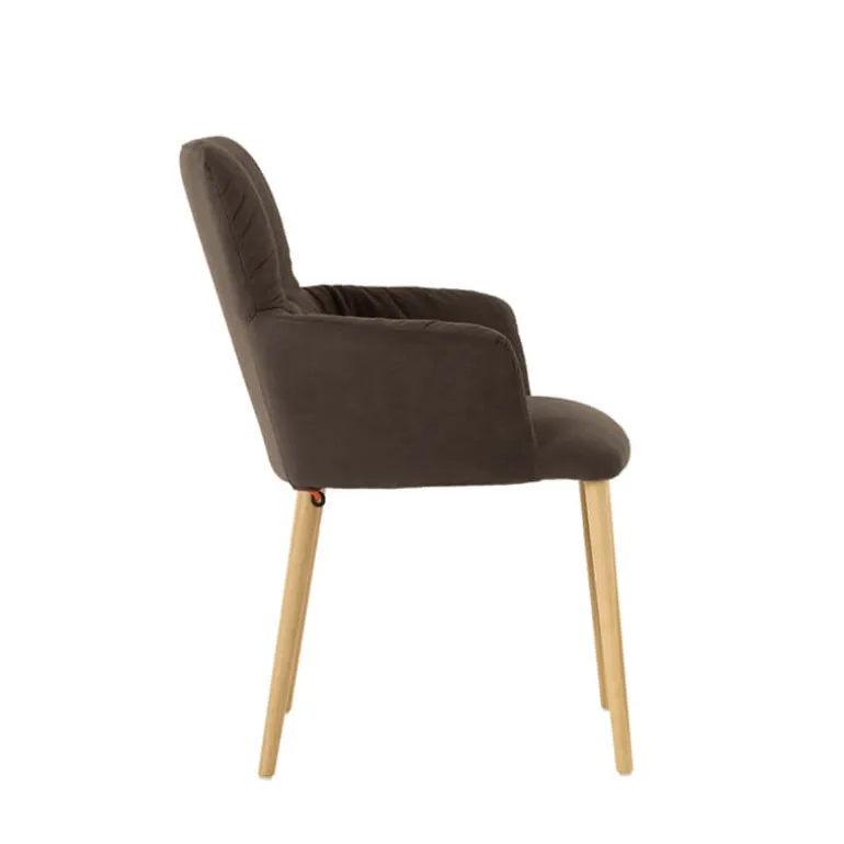 Aura Mobitec® Chaise avec accoudoirs style cocooning en tissu et pieds bois