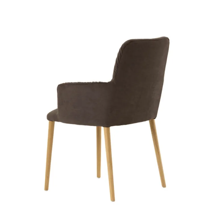 Aura Mobitec® Chaise avec accoudoirs style cocooning en tissu et pieds bois