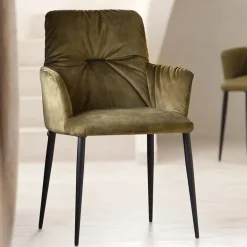Aura Mobitec® Chaise avec accoudoirs moderne tissu et pieds en métal