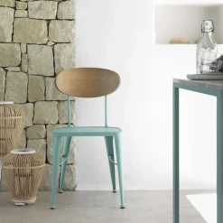 Austin Chaise en métal industriel dossier bois