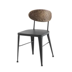 Austin Chaise en métal industriel dossier bois
