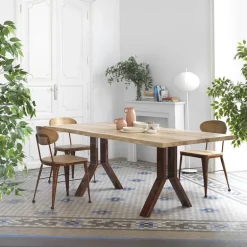 Austin Chaise industrielle vintage en bois et métal