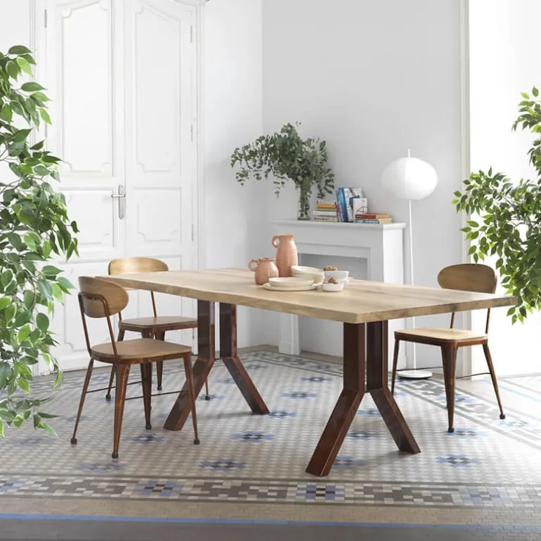 Austin Chaise industrielle vintage en bois et métal