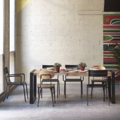 Austin Chaise industrielle vintage en bois et métal