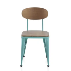 Austin Chaise industrielle vintage en bois et métal