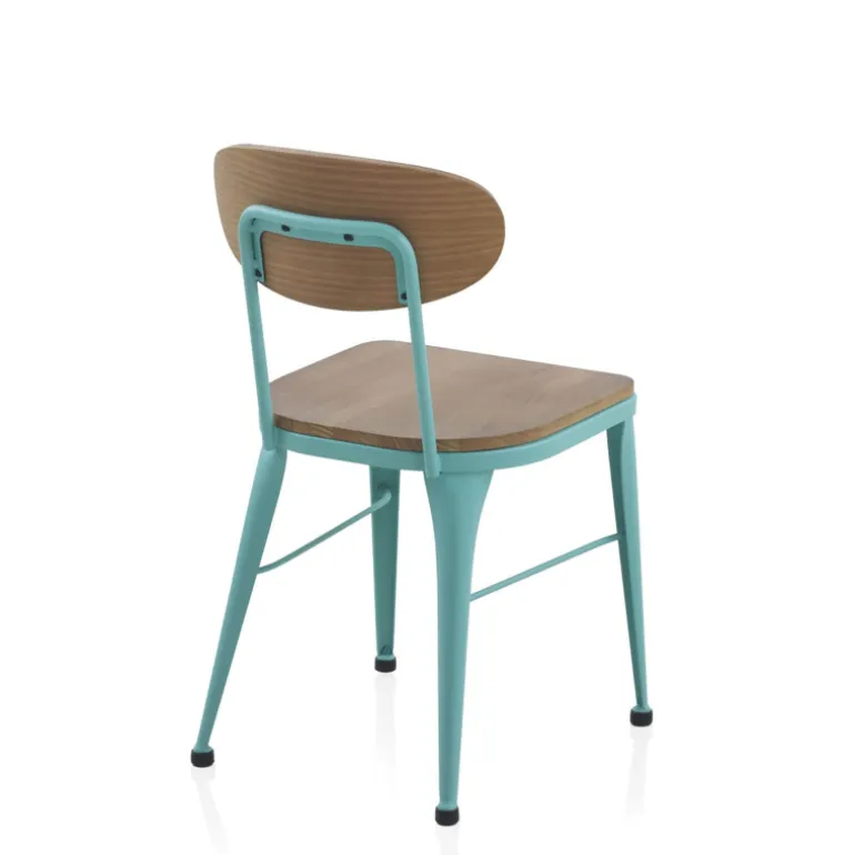 Austin Chaise industrielle vintage en bois et métal