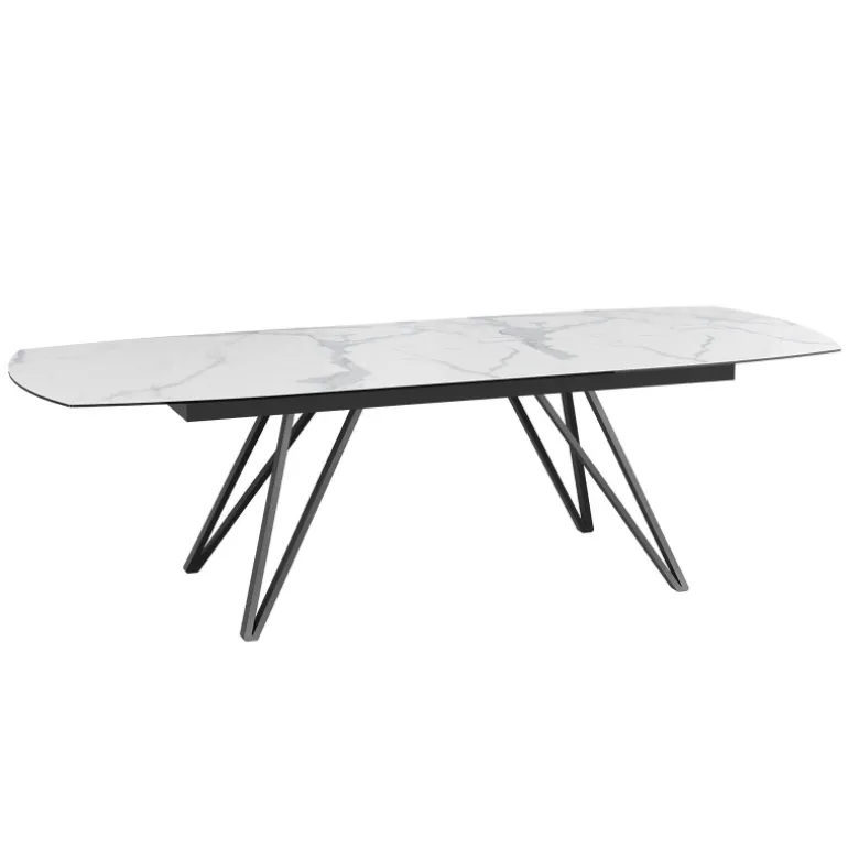 BabyloneTable en céramique extensible avec pieds design en métal noir