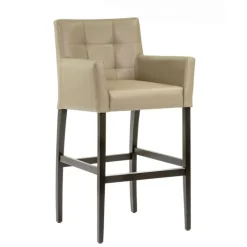 BarMatiz Tabouret de bar avec dossier matelassé et accoudoirs