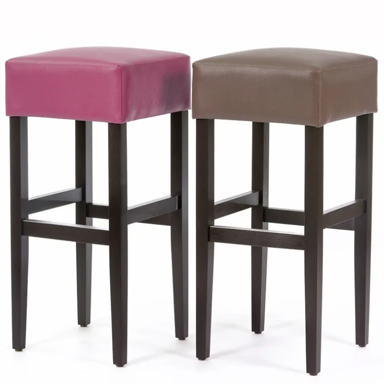 BarMax Tabouret de bar sans dossier en synthétique et bois