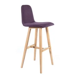 BarPandora Tabouret de bar scandinave tissu avec pieds bois