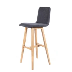 BarPlaza Tabouret de bar scandinave en tissu avec pieds en bois