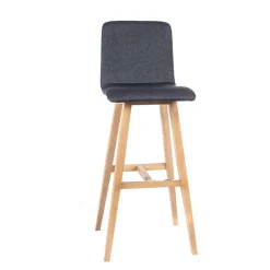 BarPlaza Tabouret de bar scandinave en tissu avec pieds en bois