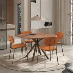 Bistro Chaise de séjour inspiration rétro en tissu avec pieds en métal