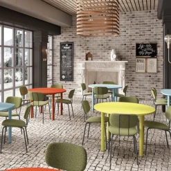 Bistro Chaise de séjour inspiration rétro en tissu avec pieds en métal