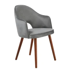 Bistrot Fauteuil cosy en tissu avec dossier ajouré et pieds bois