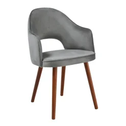 Bistrot Fauteuil cosy en tissu avec dossier ajouré et pieds bois