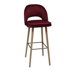 Bistrot Tabouret de bar en tissu dossier ajouré avec pieds en bois