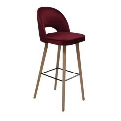 Bistrot Tabouret de bar en tissu dossier ajouré avec pieds en bois