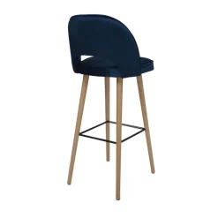 Bistrot Tabouret de bar en tissu dossier ajouré avec pieds en bois