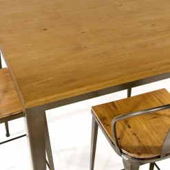 Bolonia AM412 Table industrielle carrée en métal et bois