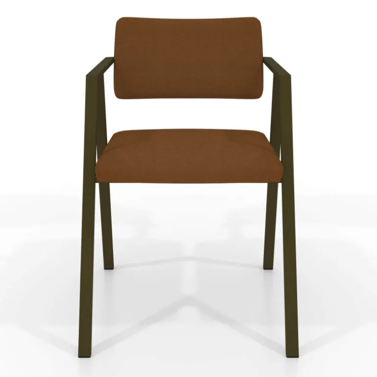 Bormio Chaise design en simili avec accoudoirs et pieds en métal