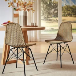 BornéoChaise tressée bohème avec pieds Eiffel