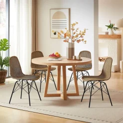 BornéoChaise tressée bohème avec pieds Eiffel