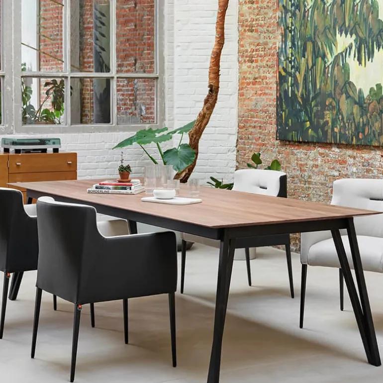 Brest Mobitec® Table en bois massif avec pieds en métal forme épingle