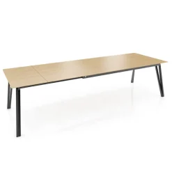 Brest Mobitec® Table en bois massif extensible avec pieds en métal forme épingle