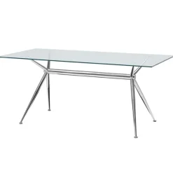 Brioso Midj® Table en verre design avec pieds en X métalliques