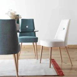 Brisa Chaise confortable en tissu pieds bois