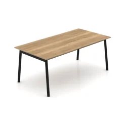 Bérénice Table extensible en mélaminé chêne naturel avec pieds en métal noir