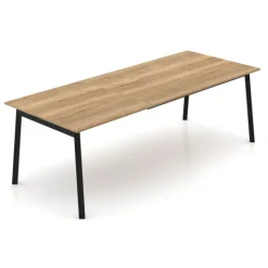 Bérénice Table extensible en mélaminé chêne naturel avec pieds en métal noir