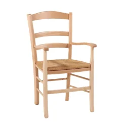 Brocéliande Fauteuil en bois rustique et paille