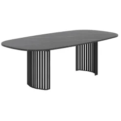 Canvas Grande table design rectangulaire aux bords arrondis avec pieds ajourés