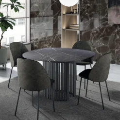 Canvas Table design carrée avec bords arrondis et pied central ajouré