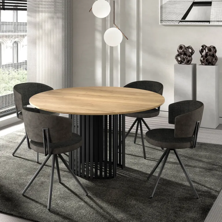 Canvas Table design ronde avec pied central en métal