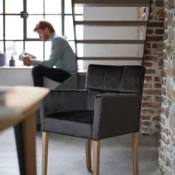 Carré Mobitec® Fauteuil de séjour en bois et tissu