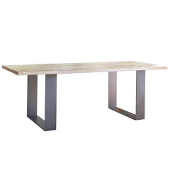 Carte Table industrielle rectangulaire en chêne massif et pieds traineau