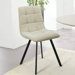 CarviChaise moderne matelassée en tissu avec pied en métal
