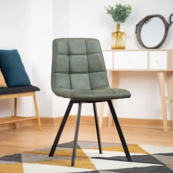 CarviChaise moderne matelassée en tissu avec pied en métal