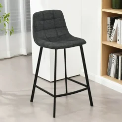 CarviTabouret matelassé hauteur snack en tissu