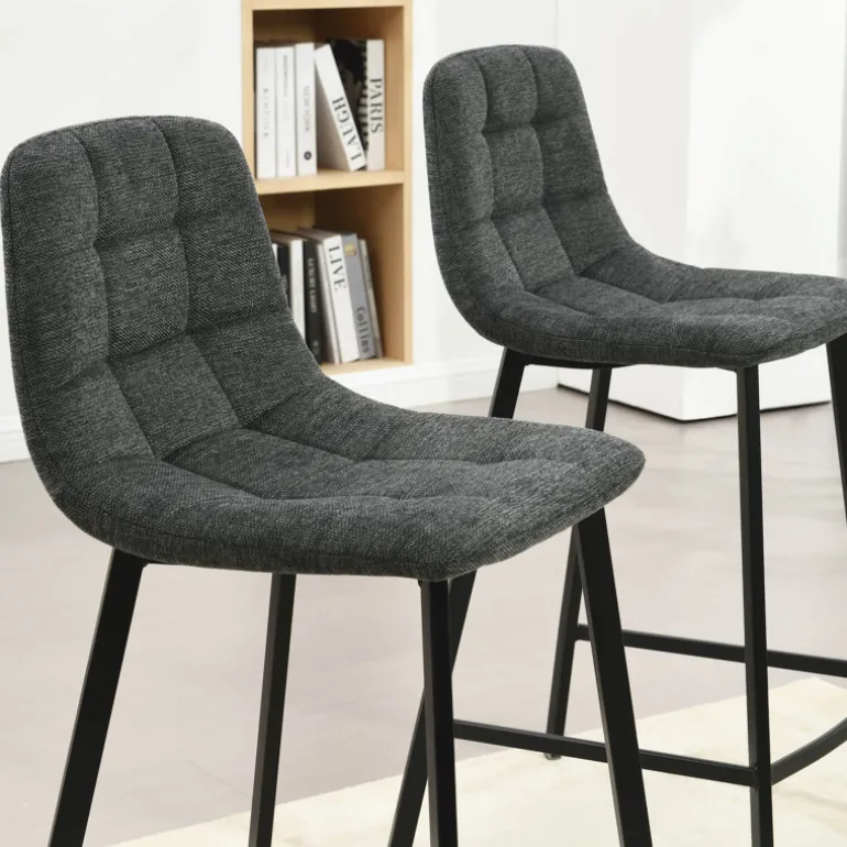 CarviTabouret matelassé hauteur snack en tissu