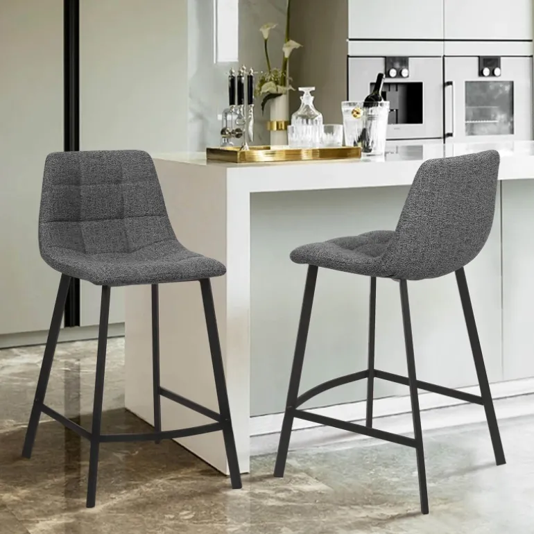 CarviTabouret matelassé hauteur snack en tissu