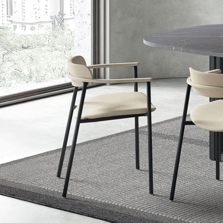 Cassis Fauteuil moderne en tissu avec accoudoirs et pieds en métal