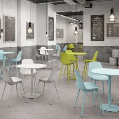 Circa Petite table de cuisine carrée aux bords arrondis avec pied central