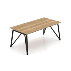 Claire Table design extensible en mélaminé imitation chêne naturel avec pieds en métal noir