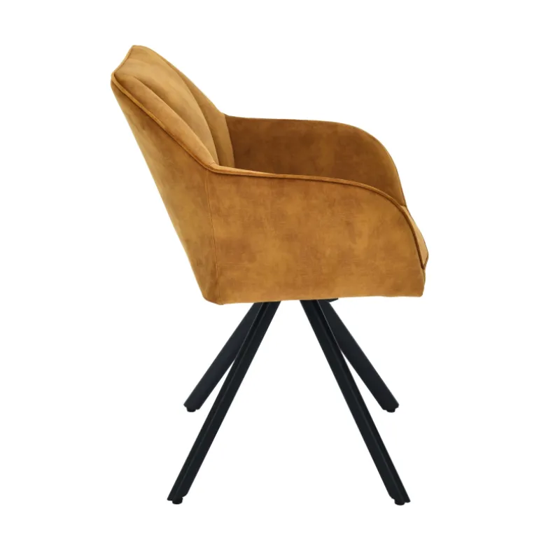 ClaudieFauteuil cosy pivotant en tissu avec pieds en métal