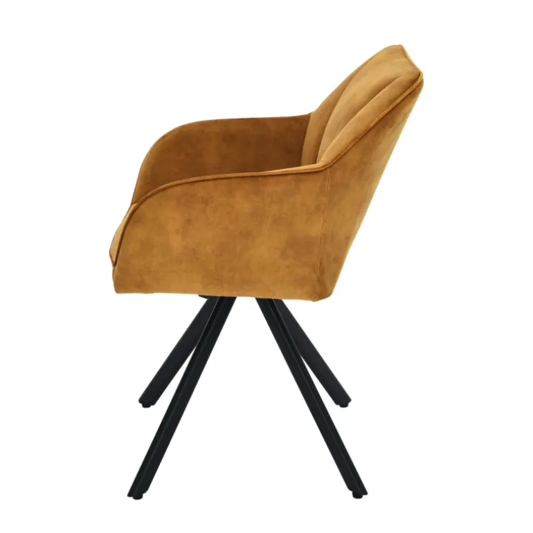 ClaudieFauteuil cosy pivotant en tissu avec pieds en métal