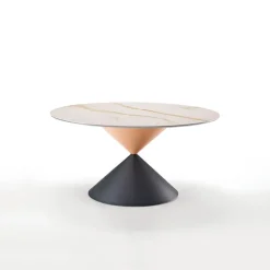 Clessidra Midj® Table ronde design plateau céramique pied central sablier